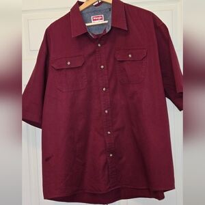 Wrangler Men's Burgundy Short Sleeve Shirt 3XL